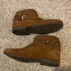 Brown suede Minnetonka ankle boots